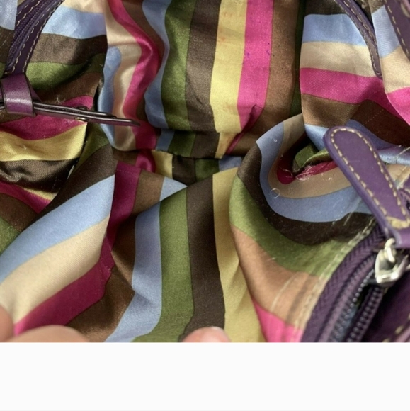 Tignanello Classic Purple Leather Convertible Crossbody Bag Adjustable Purse - Picture 6 of 14